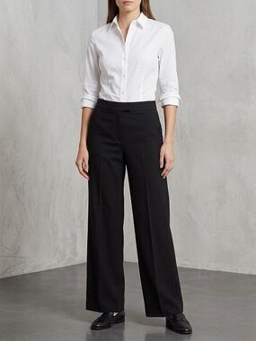 ST. JOHN Black Wide-Leg Stretch Trousers Career Pants - Women's Size 10